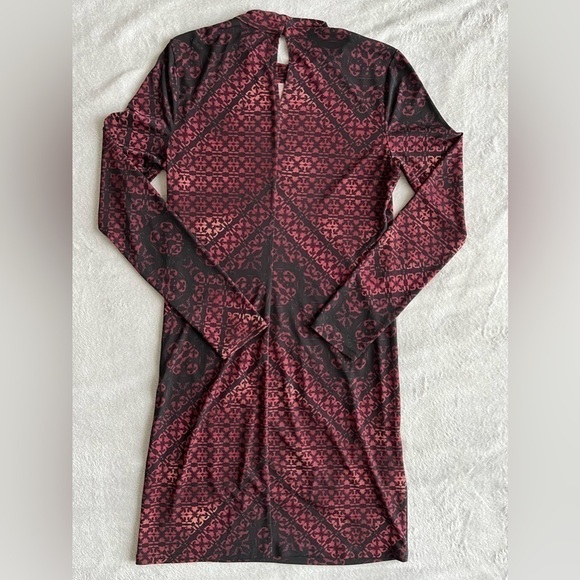 Bcbg Generation Womens  Dress Mock Neck Long Sleeve Black Red M - Picture 2 of 11